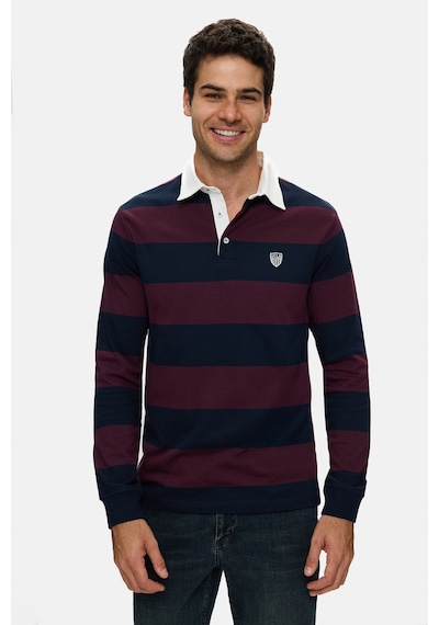 UCLA Rugby Bordo Nakışlı %100 Pamuk Polo Yaka Standard Fit Erkek Sweatshirt