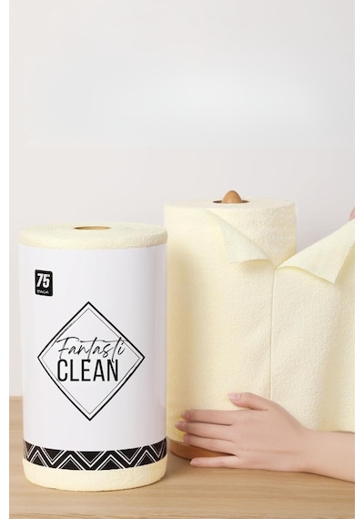 Çok Amaçlı Rulo Mikrofiber Temizlik Bezi 30x30 75 Yapraklı Bej Bej