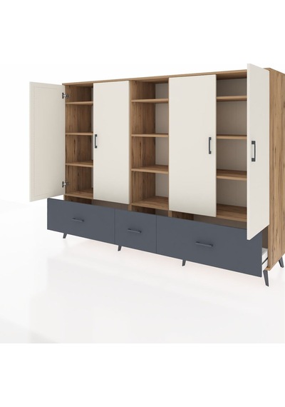 Hyperion Dolap 12 Raflı 3 Çekmeceli 4 Kapaklı 220x44x163 Çam-ayta Çam-aytaşı/antrasit Hyperion Dolap 12 Raflı 3 Çekmeceli 4 Kapaklı 220x44x163 Çam-ayta Çam-aytaşı/antrasit