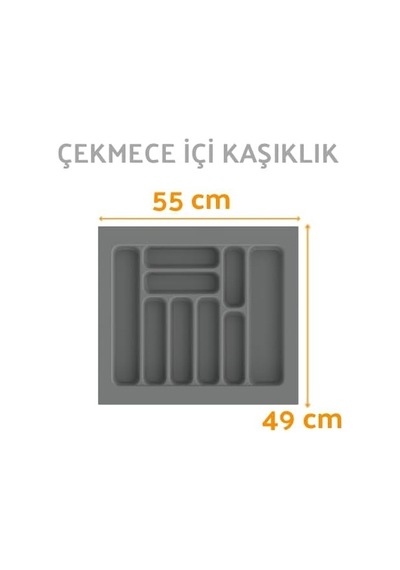 Çekmece İçi Kaşıklık Ve Kepçelik Düzenleyici Gri 55x49 Cm 49x40 Cm Kadar Kesilebilir Diğer