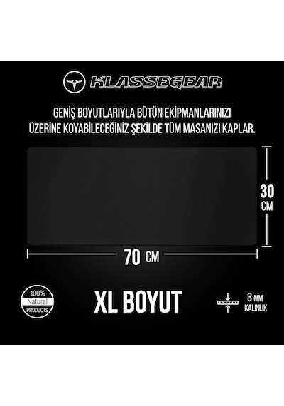 Klasse Pro Black Edition - Dikişli Kenar 70x30, 90x40, 100x50 Ve 120x60 Cm Oyuncu Gaming Mouse