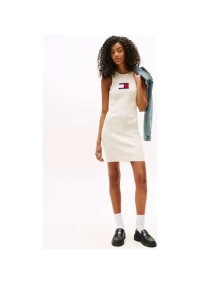 Tommy Jeans Tjw Flag Sweater Mını Dress Ext Kadın Beyaz Elbise Dw0dw20877ybl Beyaz