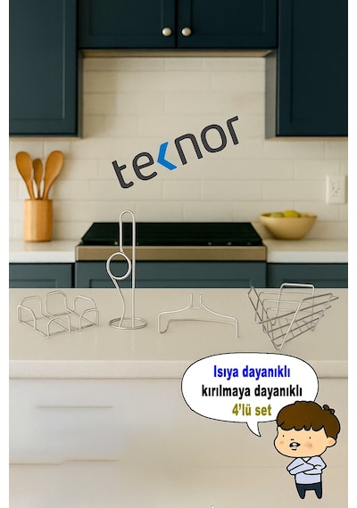 4'lü Servis Sunum Seti, Kağıt Havluluk, Kare Peçetelik, Üçgen Meyve Sepeti, Üçgen Nihale Gümüş
