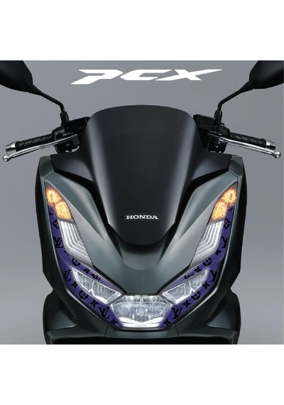 Honda Pcx Ön Far Kaşı Lv Tasarımı Şeffaf Sticker Lacivert Model 2
