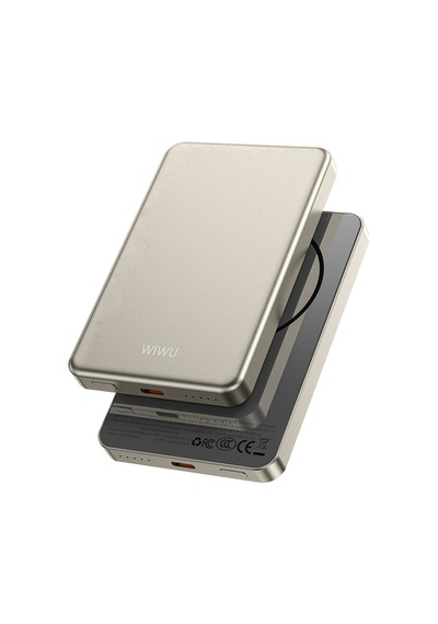 Wiwu P15 Led Işık Göstergeli Ultra İnce Pd 20w Kablosuz Powerbank 5000mah 15w Titanyum-gold