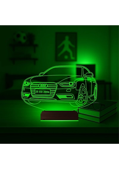 Luvivia Audi Tasarım Kişiye Özel 3d Lamba - Masa Gece Lambası Şeffaf