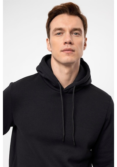 Süvari Oversize Geniş Kesim Pamuklu Yumuşak Dokulu Içi Polarlı Basic Kapüşonlu Sweatshirt Siyah