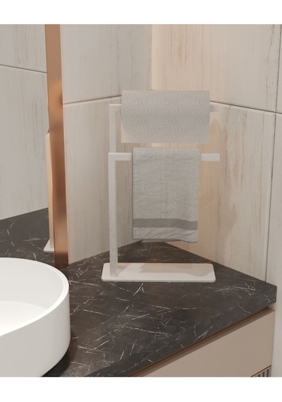 Aju Havluluk Tezgah Üzeri Kağıt Havluluk Ev Banyo Dekorasyonu Paslanmaz Metal Tasarım Montaj Gerektirmez Beyaz