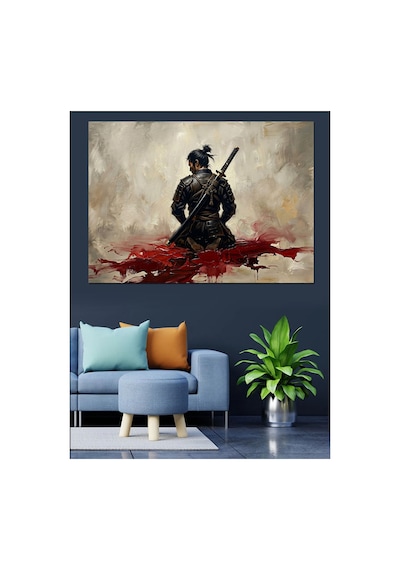 Yaralı Savaşçı Ve Kanlı Meydan Yağlı Boya Dokulu Kanvas Tablo Canvas Tablosu