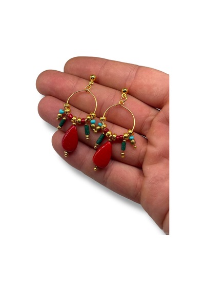 El Yapımı Tasarım Boncuk Küpe Şık Hediyelik Model D8c3ef Çok Renkli