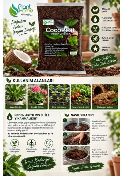 10 Litre Hindistan Cevizi Torfu %100 Doğal Torf - Cocopeat Hindistan Cevizi Lifi Diğer