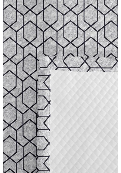 Geometrik Gri Desenli Genç Odası Tek Kişilik Pike Takımı-antrasit Minimal 160x220 Cm Yatak Örtüsü Kırsal Saman Sarmalı