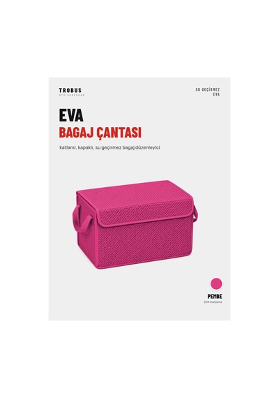 Trobus Eva Bagaj Çantası Organizer Katlanır, Kapaklı Pembe