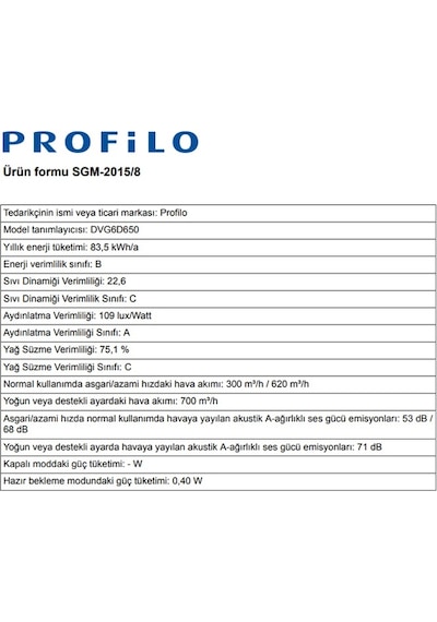 Profilo DVG6D650 60 CM Duvar Tipi Davlumbaz