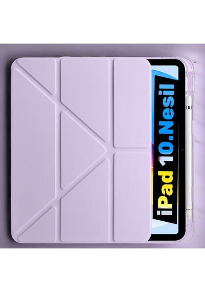 Apple İpad 10.9 2022 10.nesil Kılıf Tri Folding Kalem Bölmeli Standlı Kılıf Kapaklı Kılıf