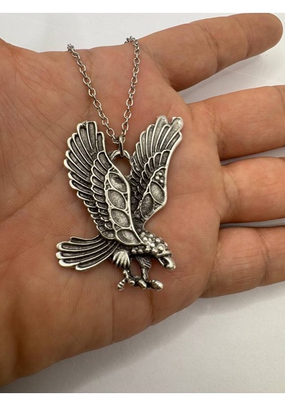 Uçan Kartal Figürlü Unisex Kolye Güç Ve Özgürlüğü Temsil Eden Şık Tasarım - 60 Cm Zincir Çok renkli