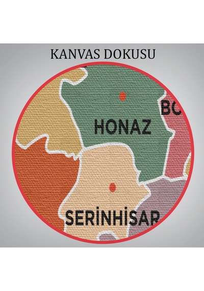 Denizli İli Ve İlçeler Haritası Dekoratif Kanvas Tablo 1319 150 X 85