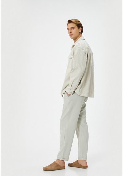Koton Gabardin Pantolon Beli Bağcıklı Cep Detaylı Gri 4sam40046hw Gri Koton Gabardin Pantolon Beli Bağcıklı Cep Detaylı Gri 4sam40046hw Gri