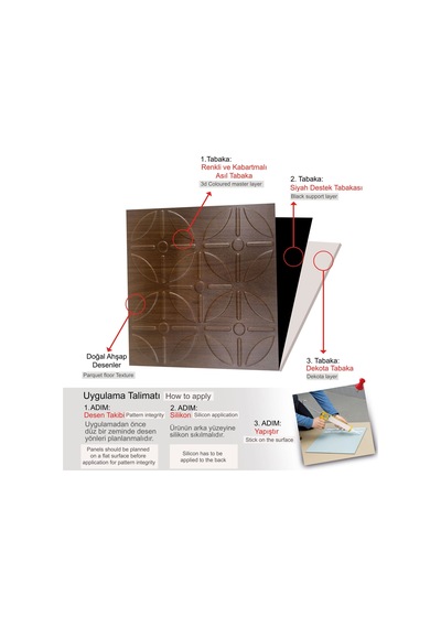 3 Boyutlu Duvar Paneli Kabartmalı Geometrik Yuvarlak Desen Pvc 41x41 Cm/ 6 Adet /1 M² Teak