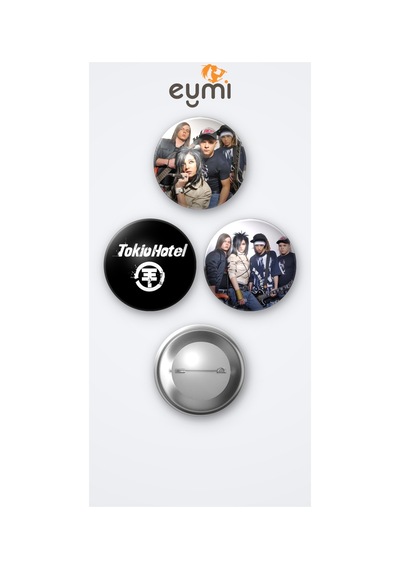 Tokio Hotel 3'lü Metal Rozet Seti 58mm İğneli Buton Çanta Yaka Rozeti Çok Renkli