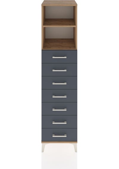 Hyperion Dolap 2 Raflı 7 Çekmeceli 44x44x182 Çam-antrasit Atlas Çam