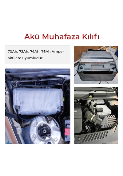 Akü Muhafaza Kılıfı - Gri- 70ah-72ah-74ah-76ah Amper Uyumlu