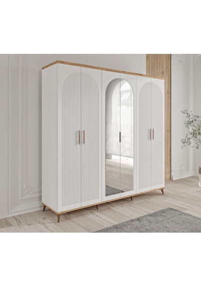 Nevada 6 Kapaklı Aynalı Komple Mdf Gardırop