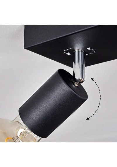 Riolight Modern1 Siyah1 4xe27 Mafsallı Hareketli Başlık Glop Ampul Hariç Metal Spot Avize Siyah