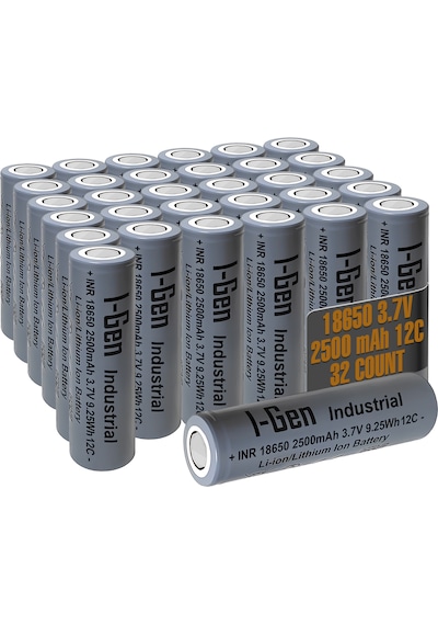 I-gen Industrial E003 Inr 18650 3.7v 2500 Mah 12c 9.25wh Li-ıon Şarjlı Pil Düz Başlı Lityum Pil 32'li Paket I-gen136
