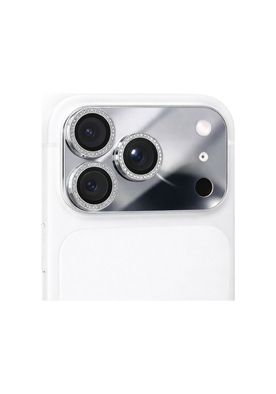 Apple Uyumlu iPhone 17 Pro Ar Taşlı Ayna Efektli Tam Kaplayan Kamera Lens Koruyucu Beauty Mirror