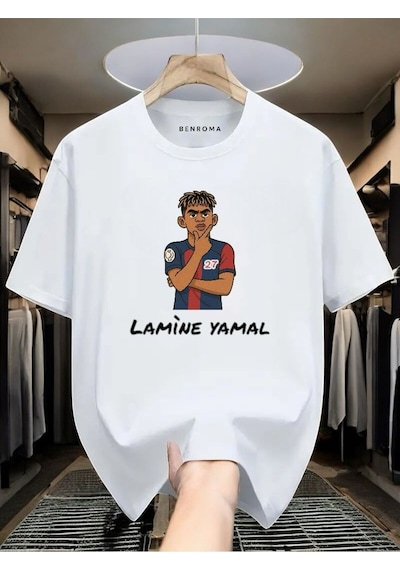 Lamine Yamal Baskılı Tişört BEYAZ