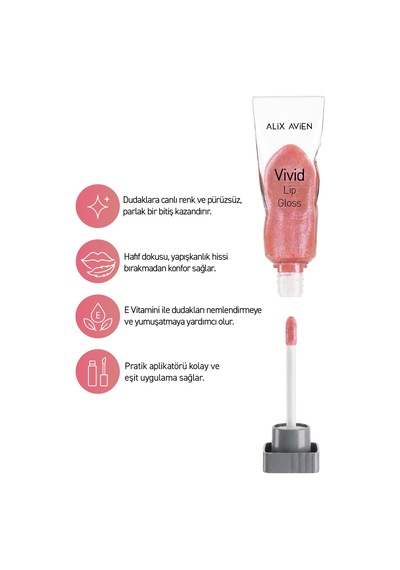 Parlak Bitişli Nemlendirici E Vitaminli Dudak Parlatıcı - Vivid Lipgloss 103 Crystal Violet Pembe