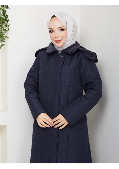 Eslemnur 140cm İçi Velboalı Kapitone Mont Lacivert