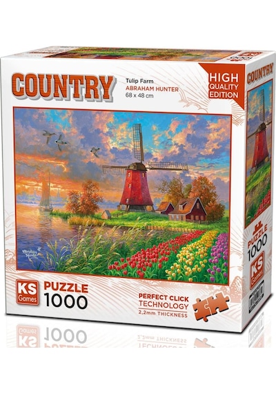 Ks Games 1000 Parça Lale Tarlası Ve Yel Değirmeni Puzzle - Abraham Hunter