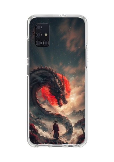 Samsung Galaxy A51 Uyumlu Şeffaf Kılıf Samurai 3 Tasarımlı