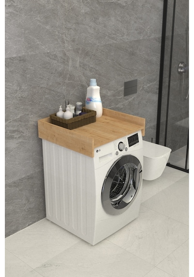 Solvo Banyo Dolabı Çamaşır Ve Kurutma Makinesi Dolabı Beyaz Kahverengi