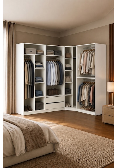Gama Gardırop 8 Kapaklı Köşe Modül+ Çekmeceli+ Askılı+ Askılı Raflı+ Tekli Metal Kulplu 208 Cm Gardırop Elbise Dolabı Beyaz Gama Gardırop 8 Kapaklı Köşe Modül+ Çekmeceli+ Askılı+ Askılı Raflı+ Tekli Metal Kulplu 208 Cm Gardırop Elbise Dolabı Beyaz