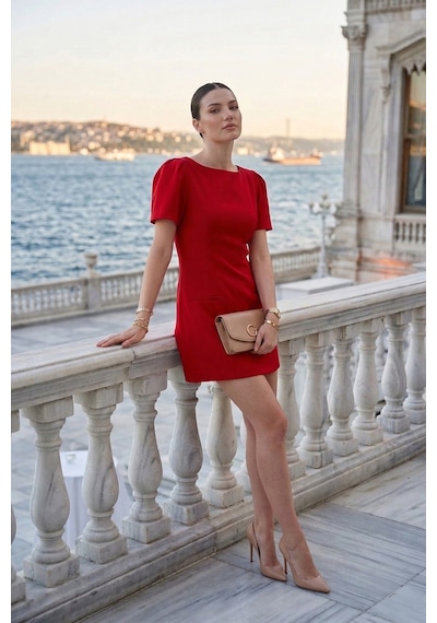 Lela Bayan Elbise 6525735 Kırmızı