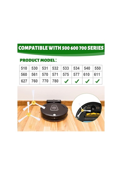 İrobot Roomba 600 Serisi Uyumlu 4 Adet Hepa Filtre 4 Adet Yan Fırça