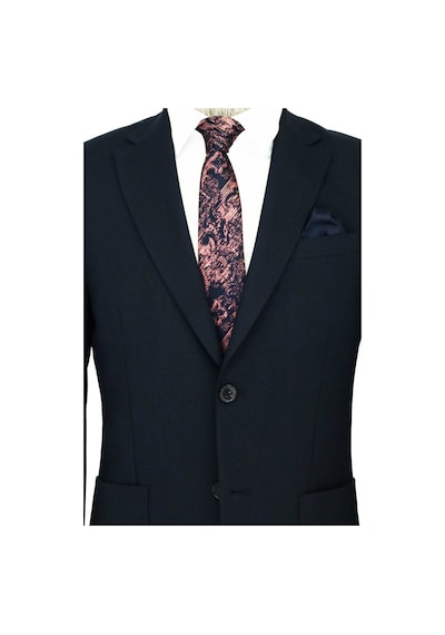 Wessi Kendinden Desenli Slim Fit Sivri Yaka Lacivert Erkek Ceket 001