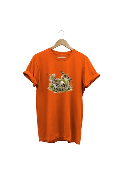 Avclık Tasarımlı Çulluk Avı Çulluk Kuşları Ve Doğa Baskılı %100 Pamuk Regular Fit Turuncu T-shirt Turuncu