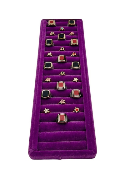 Yüzük Küpe Koldüğmesi Takı Standı Mor Uzun 34 X 11 Cm