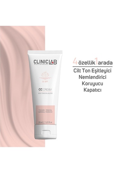 Cliniclab Cilt Tonu Eşitleyici Nemlendirici Koruyucu ve Kapatıcı Özellikli CC Krem SPF50 30 ML