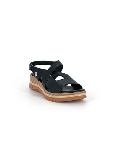 Mammamia D26ys-5380 Kadın Hakiki Deri Günlük Comfort Sandalet Siyah
