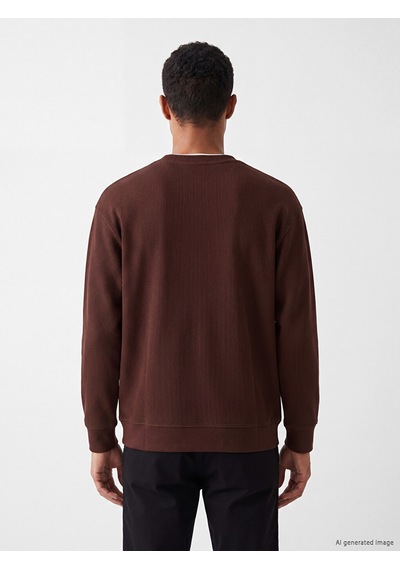 Lcw Vision Bordo Bisiklet Yaka Fitilli Erkek Sweatshirt