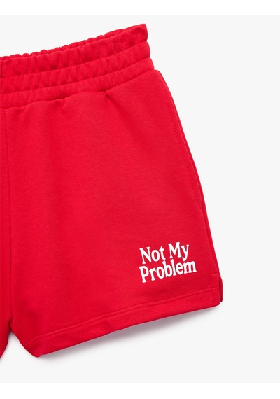 Koton Rahat Kalıp Baskılı Normal Bel Lastikli Mini Spor Şort Kırmızı 6sak40308nk