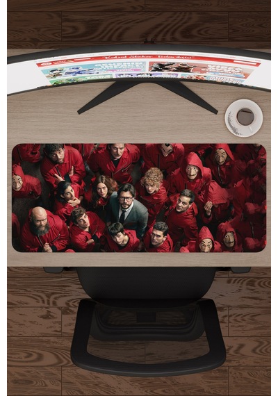 La Casa De Papel V1 70x30 Xl Gaming Kauçuk Kaymaz Taban Mouse Pad Fare Altlığı