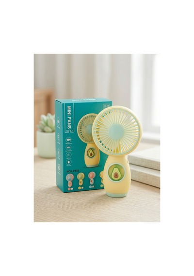 Taşınabilir Şarjlı El Vantilatörü - Sevimli Tasarımlı Sessiz Mini Fan - Avokado