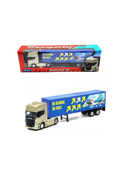 Welly 1:64 Scania V8 R 730 Metal Çek Bırak Oyuncak Tır Transporter Lisanslı