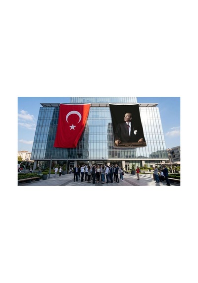 İstikbal Göklerdedir Atatürk Portresi Bayrak Ve Türk Bayrağı Premium Raşel Kumaş 2'li Set 10x15 Metre Ata10 Diğer